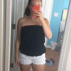 Strapless Top with Tie-Cinch Waist